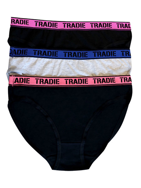 Tradie Women's Diamond Cut Bikini Brief 3 Pack - Black & Nude