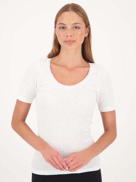 White Pointelle Long Sleeve Thermal Top