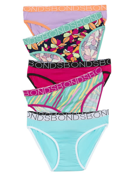 Bonds Girls Everyday Bikini Briefs 7 Pack - Multi - Size 10-12