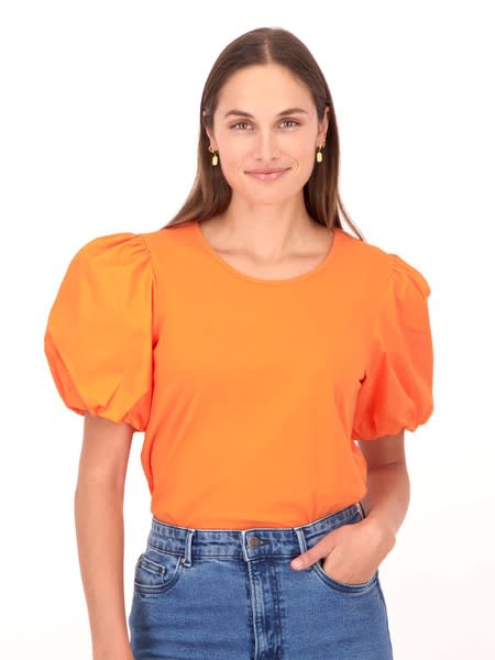 Scoop Women's Puff Sleeve Crop Top 