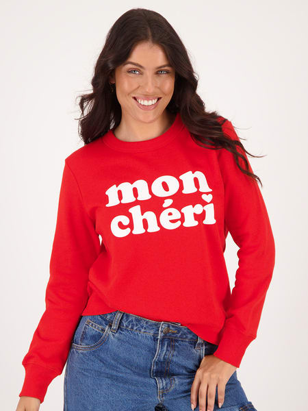 Red Womens Print Crew Neck Sweater